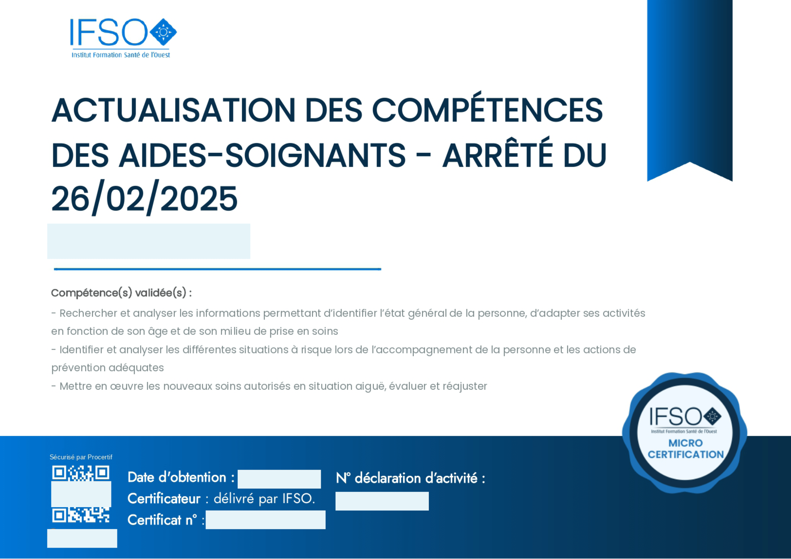 Diplome procertif IFSO