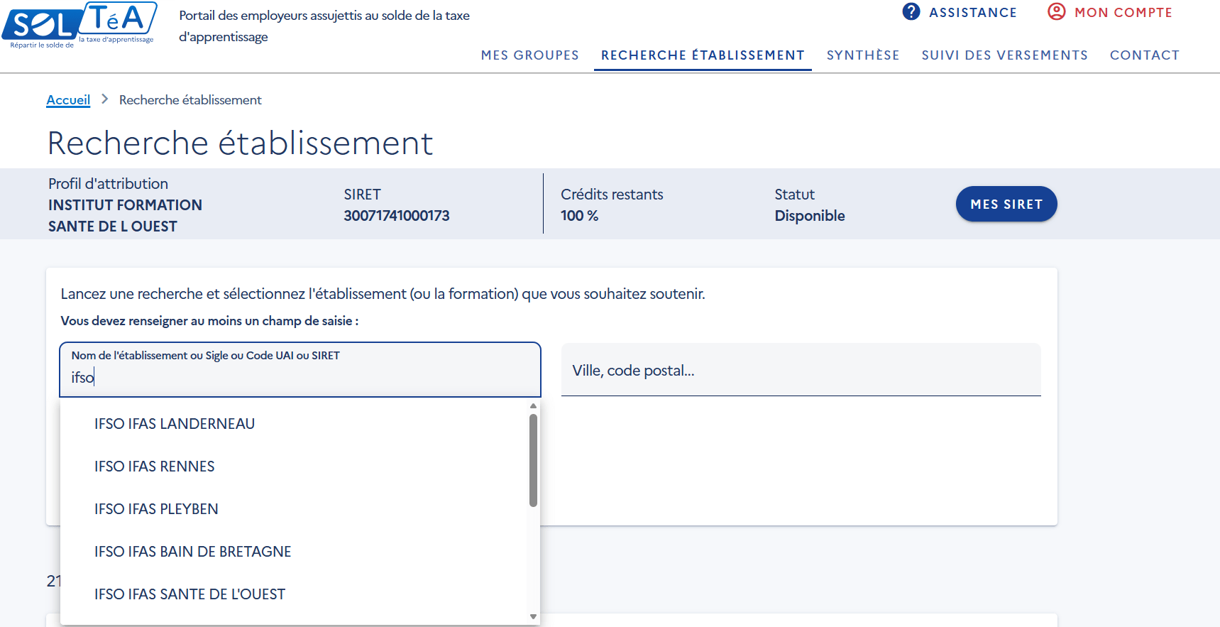 plateforme soltea taxe apprentissage